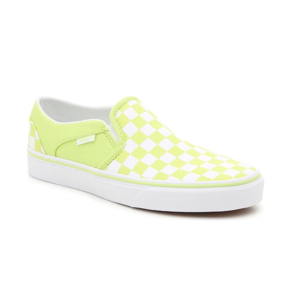 Vans Lime Checkered Slip Ons